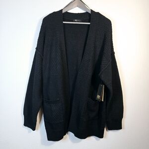 Frye Open Front Knit Women’s Black Cardigan Size XL NWT